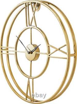 Gold Metal Double Framed Round Wall Clock