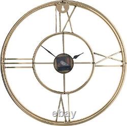 Gold Metal Double Framed Round Wall Clock