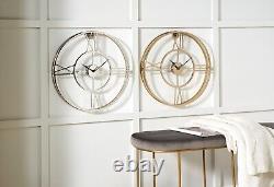 Gold Metal Double Framed Round Wall Clock