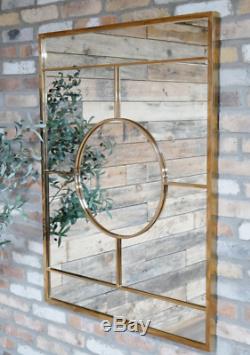 Gold Metal Frame Deco Window Wall Mirror 130 x 80 cm NEW