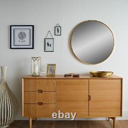 Gold Metal Round Mirror Large Circular Wall Bathroom Modern Brushed Gold Mirror