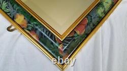 Gold Multi Painted Wall Mirror Tropical Flower Black Beveled 80 90 Gilt Ornate