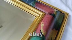 Gold Multi Painted Wall Mirror Tropical Flower Black Beveled 80 90 Gilt Ornate