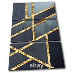 Gold Navy Texture Grunge Abstract TREBLE CANVAS WALL ART Picture Print