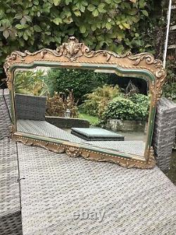 Gold Ornate Wall Mirror Aged Antique Mirror Distressed Frame Green Victorian