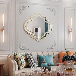 Gold Rim Modern Art Decorative Wall Mirror Irregular Frame Living Room Bedroom