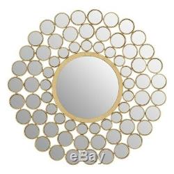 Gold Round Wall Mirror Faiza Solar Circles Metallic Art Deco Metal Hanging New