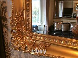 Gold Shabby Chic Ornate Decorative Carved Wall Mirror 37.5 x 27.5 NEW