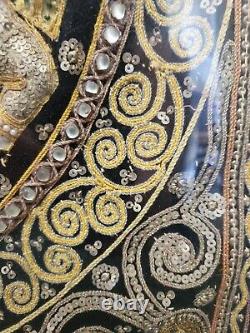 Gold Thread Kalaga Sequinned Asian Temple Wall Art Framed 64 x 64cm Glass Panel