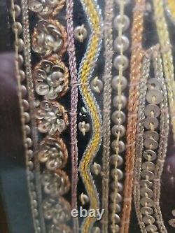 Gold Thread Kalaga Sequinned Asian Temple Wall Art Framed 64 x 64cm Glass Panel