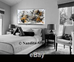Gold Wall Art ABSTRACT PAINTING Large Home Decor Gold Yellow by Nandita