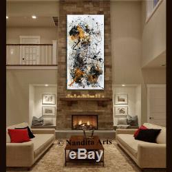 Gold Wall Art ABSTRACT PAINTING Large Home Decor Gold Yellow by Nandita