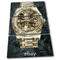 Gold Watch Money Luxury Vintage TREBLE CANVAS WALL ART Picture Print