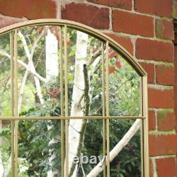 Gold arched wall mirror window style modern luxe glam contemporary home decor