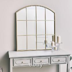 Gold arched wall mirror window style modern luxe glam contemporary home decor