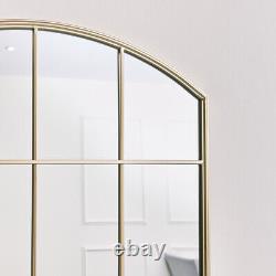 Gold arched wall mirror window style modern luxe glam contemporary home decor