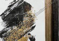 Gold & black abstract wall art with liquid art, black & gold step frame pictures