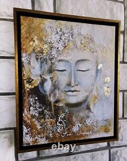 Gold painting, Buddha painting, Gold wall decor, Boho art, Print on canvas