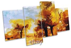 Golden Orange Forest Scene MULTI CANVAS WALL ARTWORK Print Art