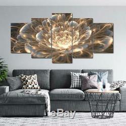 Golden Rays Fractal Flower 5 panel canvas Wall Art Home Decor Print Poster