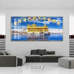 Golden Temple Gold Frame with glass and LED PHOTO size 150X70cm