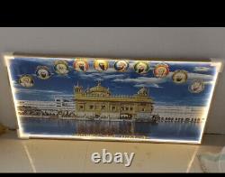 Golden Temple Gold Frame with glass and LED PHOTO size 150X70cm
