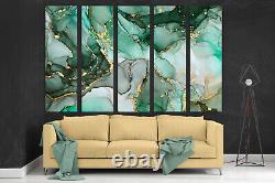 Green Gold Marble Single or Multi-Paneled Canvas Print Golden Decor Wall Art