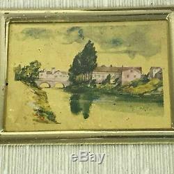 Group of 12 Miniature Painting Artwork Gold Frame Decorator Gallery Wall