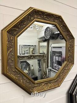 Gun Metal Antique Octagon Mirror Frame 65cm x 65cm Ornate Design Fabulous