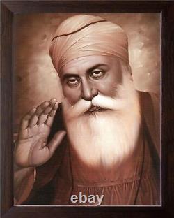 Guru Nanak Dev ji Giving Blessing Painting Print with Frame (30 X 23 X 1.5 cm)
