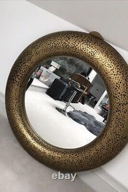 Hamilton Conte large round wall mirror with hammered thick gold frame