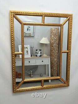 Hampton Antique Gold Classic Beaded Design Wood Frame Wall Mirror 98x78cm