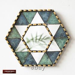 Handcrafted Star of David Wall Mirror set 2, Painted glass Mirror with gold leaf
