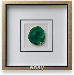 Handmade 40X40Cm Gold Edge Agate 3D Wall Art with Shadow Box Frame Front Glass f