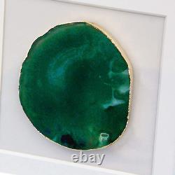Handmade 40X40Cm Gold Edge Agate 3D Wall Art with Shadow Box Frame Front Glass f