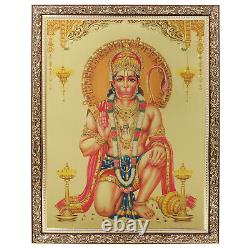 Hanumanji Golden Foil Photo In Copper Gold Artwork Frame Big (14 X 18 Inch)