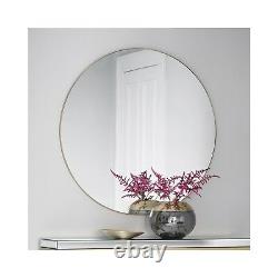 Hayle Large Round Champagne Metal Frame Sleek Wall Mirror 100cm / 39.5 Diameter