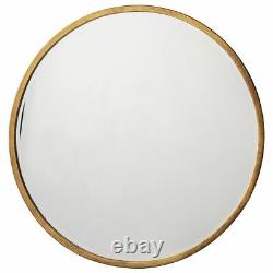 Higgins Rustic Aged Gold Metal Frame Industrial Round Wall Hanging Mirror 80cm