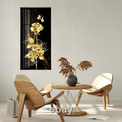 High-Definition Modern Canvas Wall Art Glass Printed With Gold Aluminum Frame