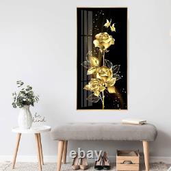 High-Definition Modern Canvas Wall Art Glass Printed With Gold Aluminum Frame