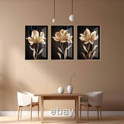 High-Definition Modern Wall Art 70 x 150 cm, Glass with Gold Aluminum Frame