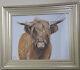 Highland cow wall art picture with liquid art and champagne step décor frame