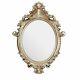 Home Champagne Garlanded Frame Oval Wall Hanging Mirror