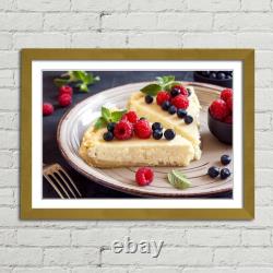 Homemade Cheesecake with Berries Canvas Framed Print Picture Wall Art