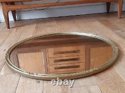 Huge Art Deco Wood & Gold Gesso Circular Wall Mirror