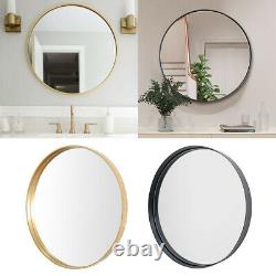 Industrial Round Wide Metal Frame Home Bathroom Glass Wall Mounted Vanity Mirror