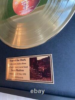 Iron Maiden Fear Of The Dark 1992 Custom 24k Gold Vinyl Record In Wall Frame