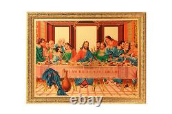 Jesus Last Supper Golden Foil Photo In Golden Frame Big (14 X 18 Inch)