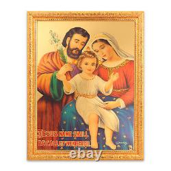 Jesus With Parents Golden Foil Photo In Golden Frame Big (14 X 18 Inch)