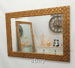 John Lewis Antique Gold Mosaic Wall Mirror Solid Wood Frame Bevelled 132x76cm